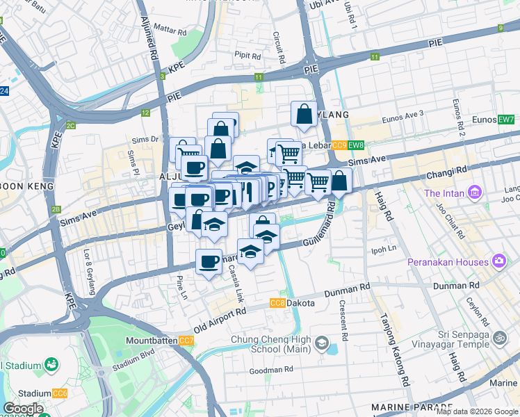 map of restaurants, bars, coffee shops, grocery stores, and more near in Singapore