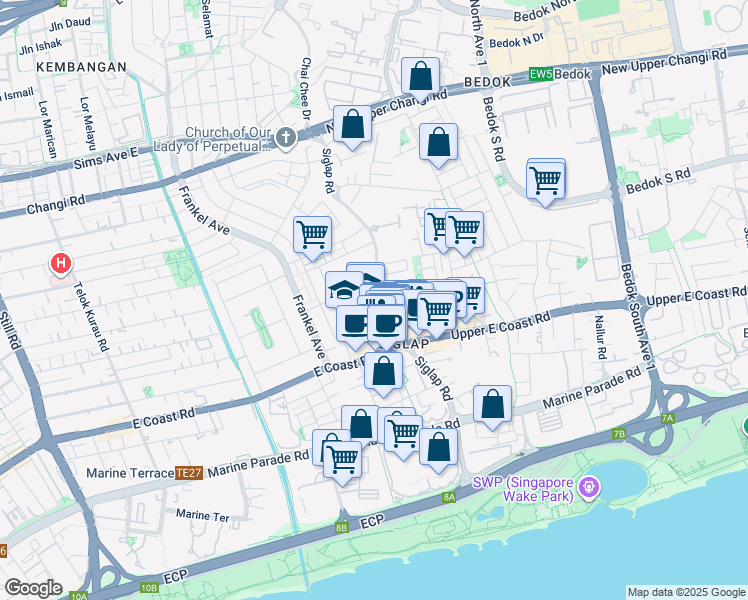 map of restaurants, bars, coffee shops, grocery stores, and more near in Singapore