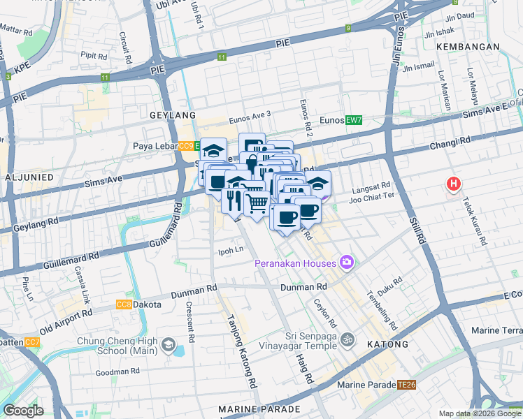 map of restaurants, bars, coffee shops, grocery stores, and more near in Singapore