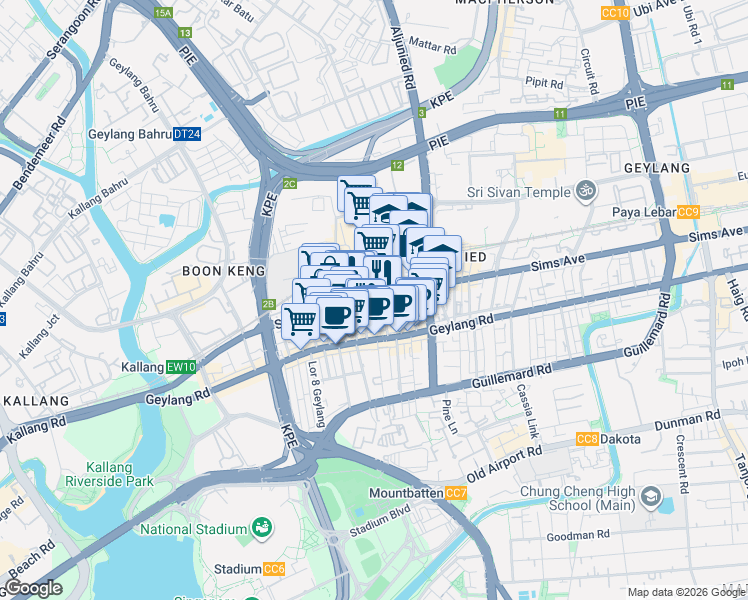 map of restaurants, bars, coffee shops, grocery stores, and more near in Singapore