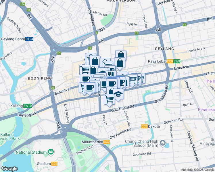 map of restaurants, bars, coffee shops, grocery stores, and more near in Singapore