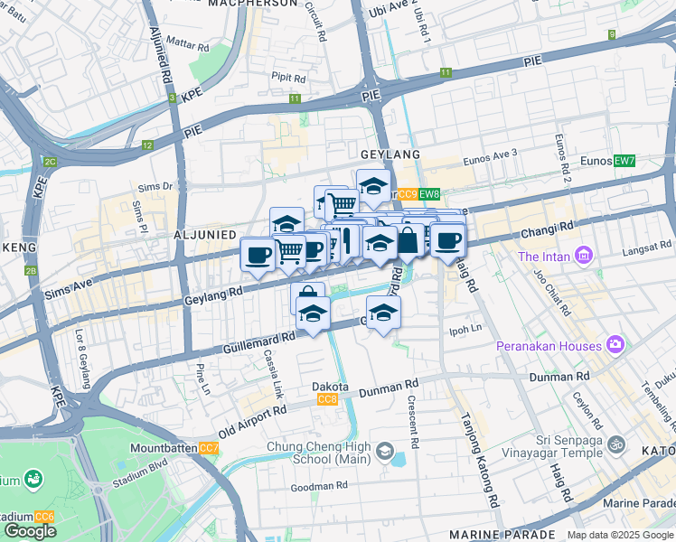 map of restaurants, bars, coffee shops, grocery stores, and more near in Singapore