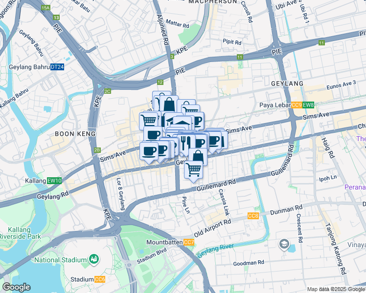 map of restaurants, bars, coffee shops, grocery stores, and more near in Singapore