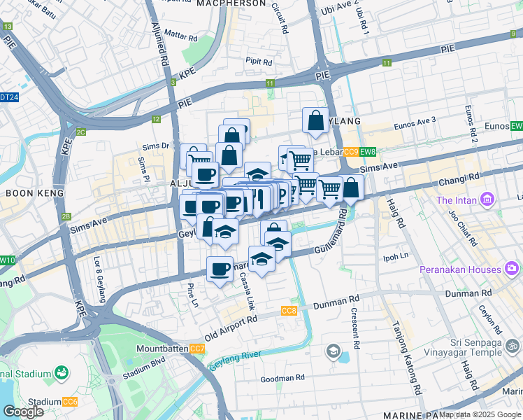 map of restaurants, bars, coffee shops, grocery stores, and more near in Singapore