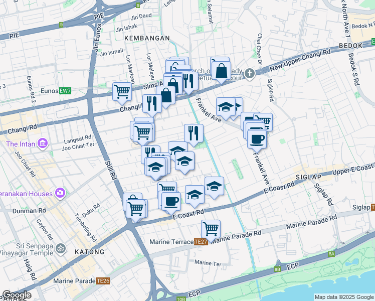 map of restaurants, bars, coffee shops, grocery stores, and more near in Singapore