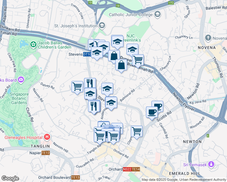 map of restaurants, bars, coffee shops, grocery stores, and more near in Singapore