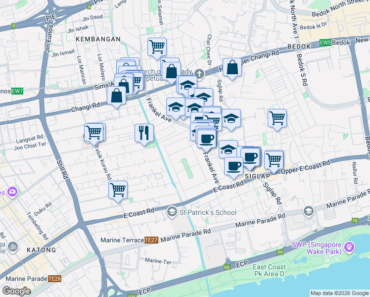 map of restaurants, bars, coffee shops, grocery stores, and more near in Singapore