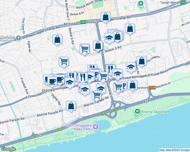map of restaurants, bars, coffee shops, grocery stores, and more near in Singapore