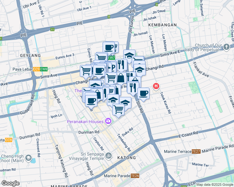 map of restaurants, bars, coffee shops, grocery stores, and more near in Singapore