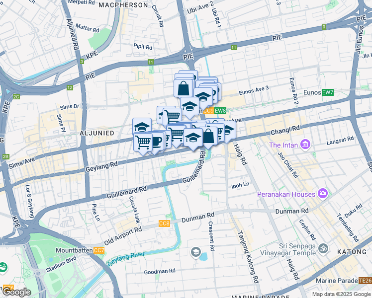 map of restaurants, bars, coffee shops, grocery stores, and more near in Singapore