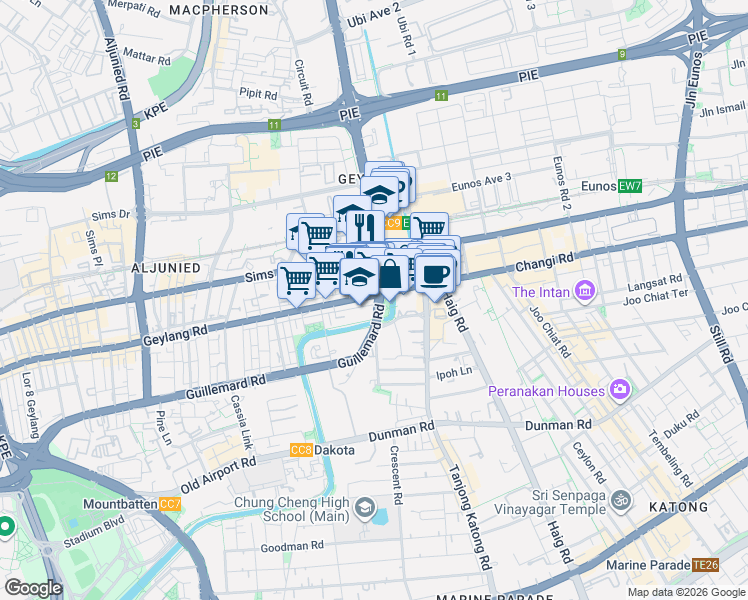 map of restaurants, bars, coffee shops, grocery stores, and more near in Singapore