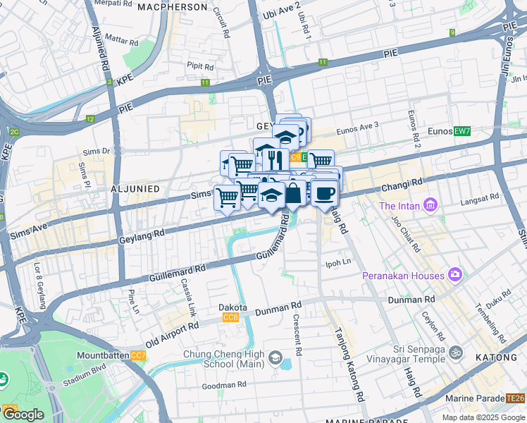 map of restaurants, bars, coffee shops, grocery stores, and more near in Singapore