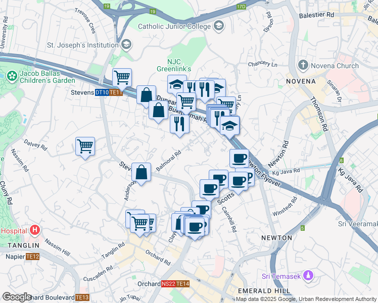 map of restaurants, bars, coffee shops, grocery stores, and more near in Singapore
