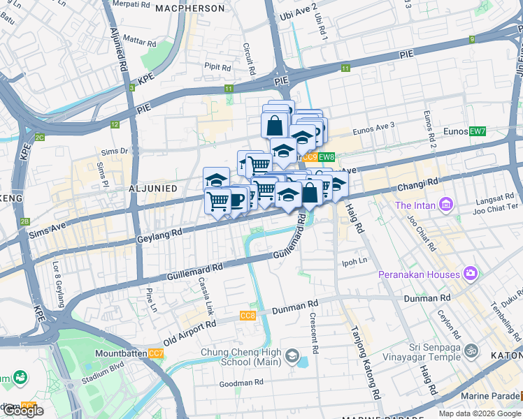 map of restaurants, bars, coffee shops, grocery stores, and more near in Singapore