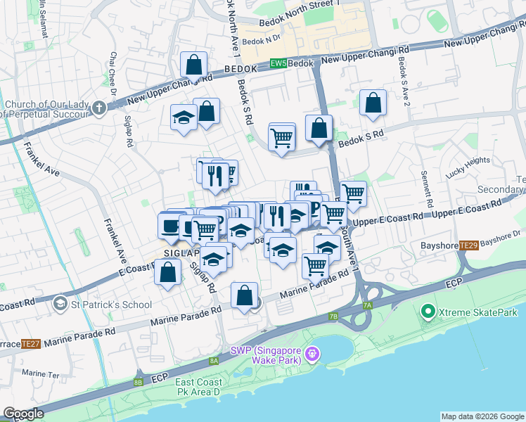 map of restaurants, bars, coffee shops, grocery stores, and more near in Singapore