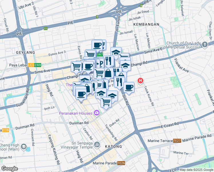 map of restaurants, bars, coffee shops, grocery stores, and more near in Singapore
