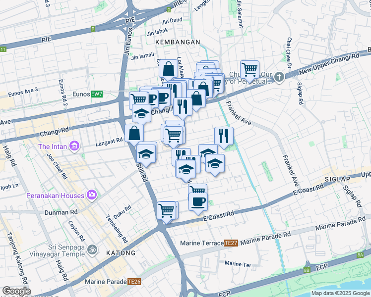 map of restaurants, bars, coffee shops, grocery stores, and more near in Singapore