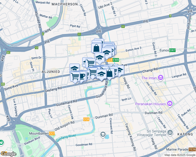 map of restaurants, bars, coffee shops, grocery stores, and more near in Singapore