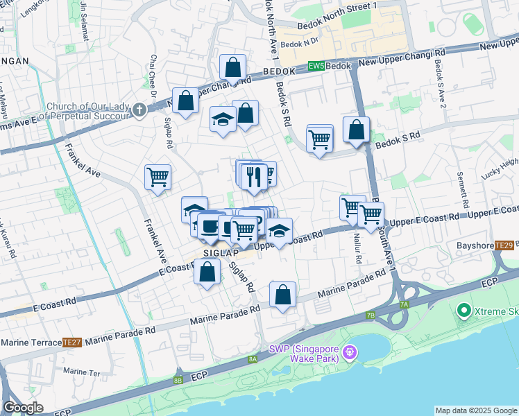 map of restaurants, bars, coffee shops, grocery stores, and more near in Singapore
