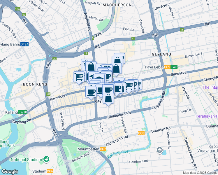 map of restaurants, bars, coffee shops, grocery stores, and more near in Singapore