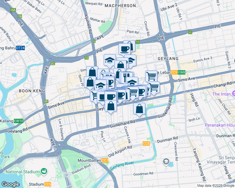 map of restaurants, bars, coffee shops, grocery stores, and more near in Singapore