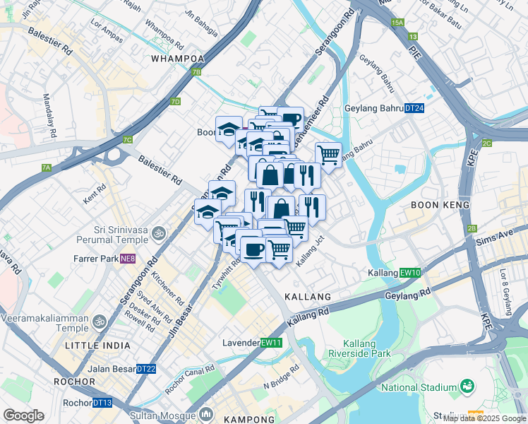 map of restaurants, bars, coffee shops, grocery stores, and more near in Singapore