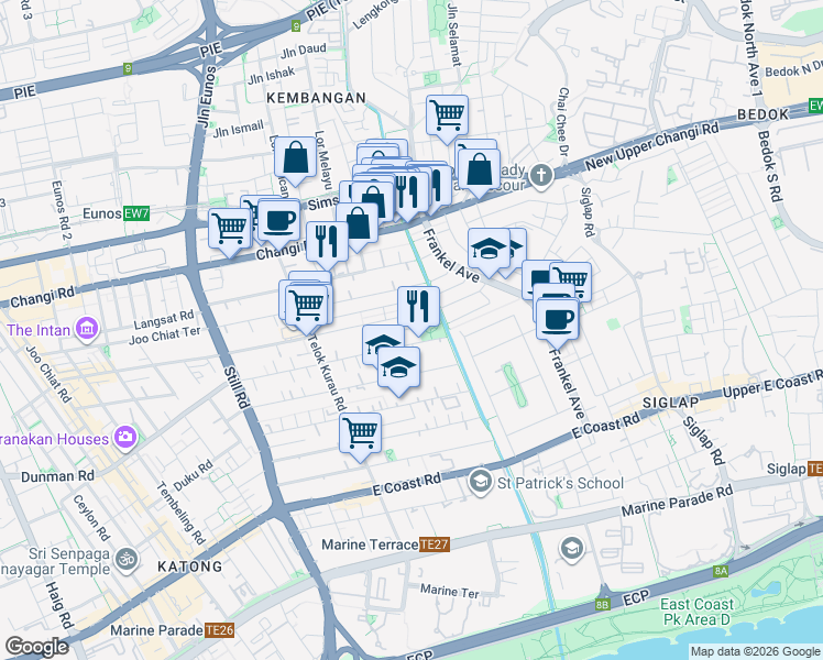 map of restaurants, bars, coffee shops, grocery stores, and more near in Singapore