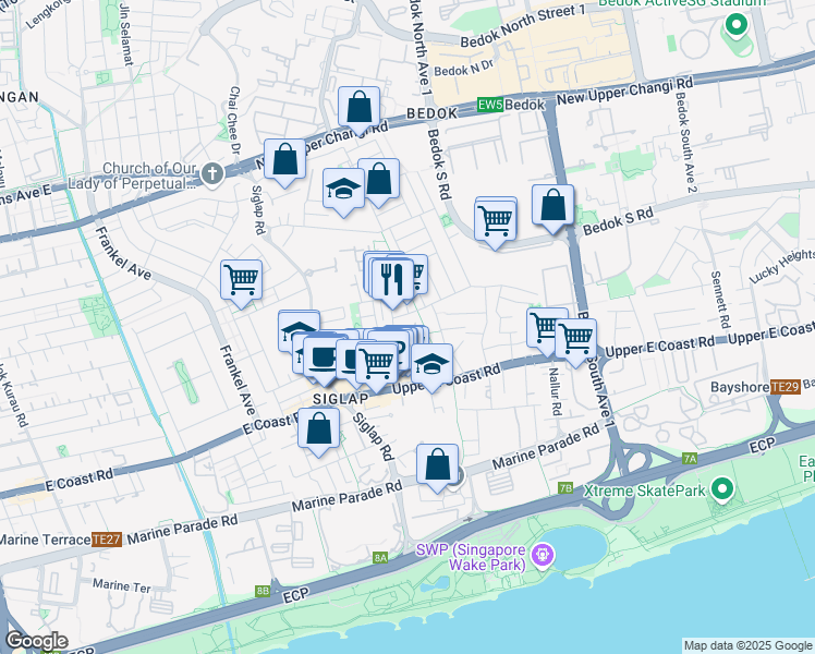 map of restaurants, bars, coffee shops, grocery stores, and more near in Singapore