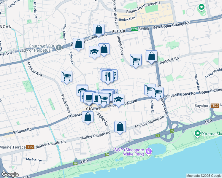 map of restaurants, bars, coffee shops, grocery stores, and more near in Singapore