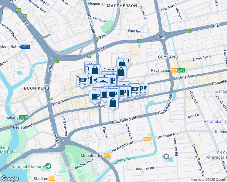 map of restaurants, bars, coffee shops, grocery stores, and more near in Singapore