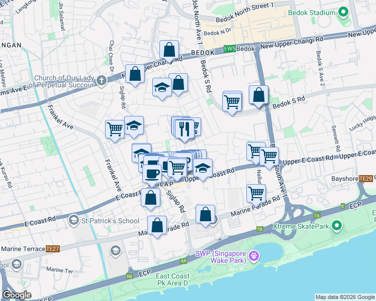 map of restaurants, bars, coffee shops, grocery stores, and more near in Singapore
