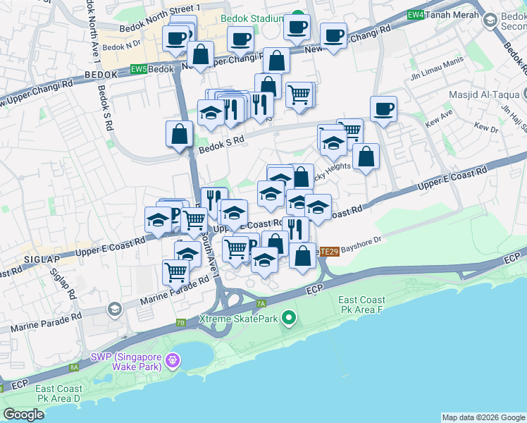 map of restaurants, bars, coffee shops, grocery stores, and more near in Singapore