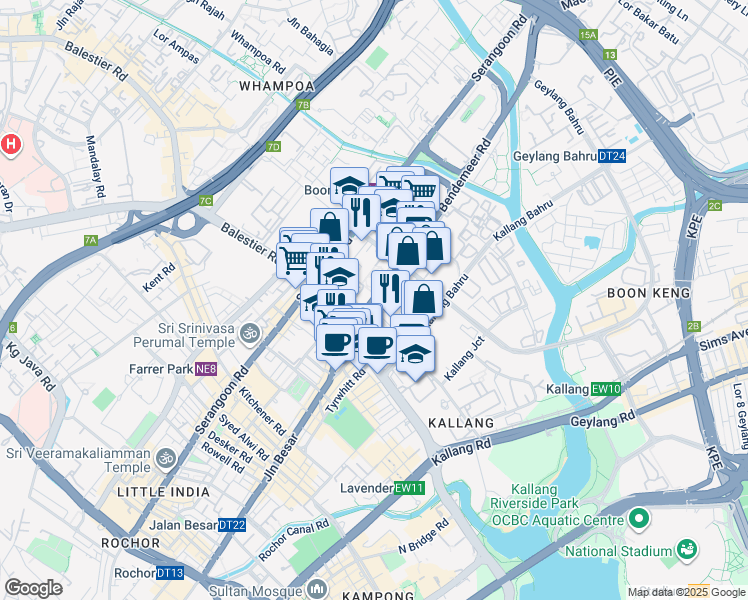 map of restaurants, bars, coffee shops, grocery stores, and more near in Singapore