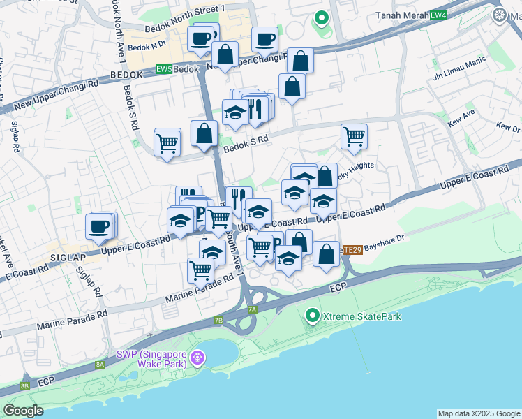 map of restaurants, bars, coffee shops, grocery stores, and more near in Singapore