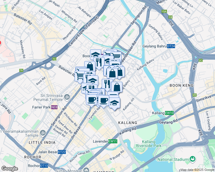 map of restaurants, bars, coffee shops, grocery stores, and more near in Singapore