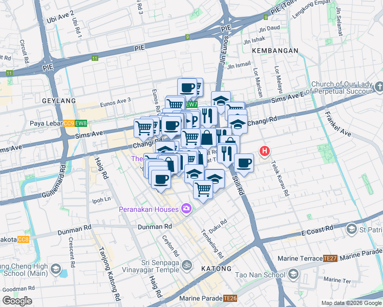 map of restaurants, bars, coffee shops, grocery stores, and more near in Singapore