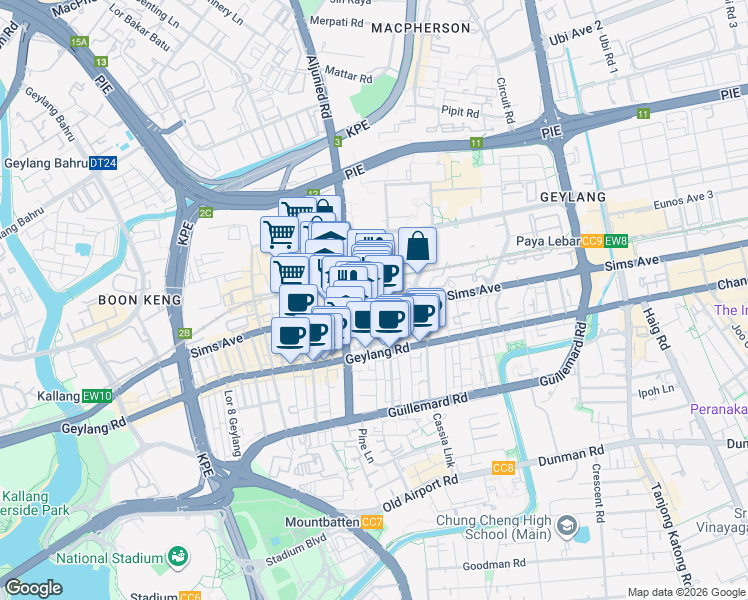 map of restaurants, bars, coffee shops, grocery stores, and more near in Singapore