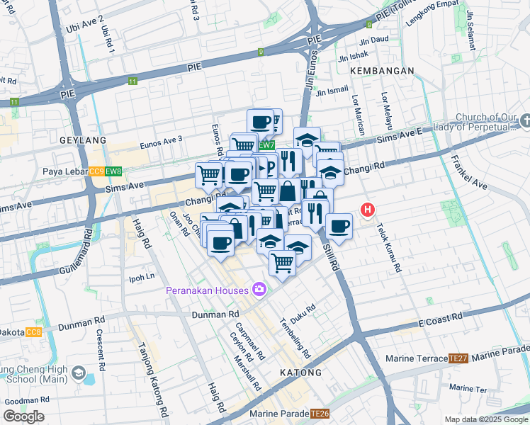 map of restaurants, bars, coffee shops, grocery stores, and more near in Singapore