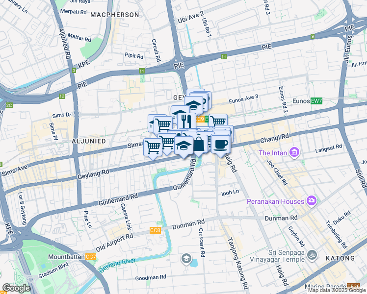 map of restaurants, bars, coffee shops, grocery stores, and more near in Singapore