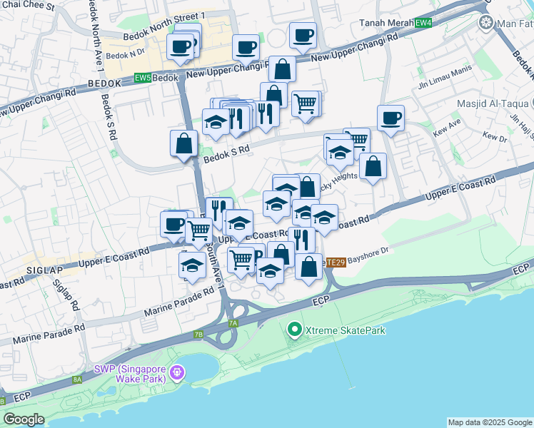 map of restaurants, bars, coffee shops, grocery stores, and more near in Singapore
