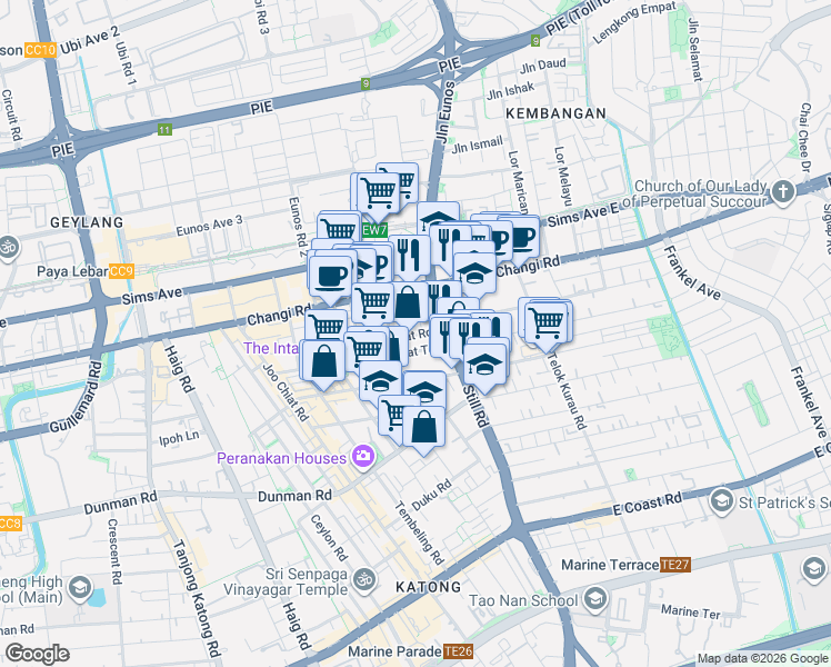 map of restaurants, bars, coffee shops, grocery stores, and more near in Singapore