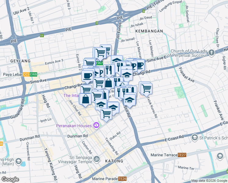 map of restaurants, bars, coffee shops, grocery stores, and more near in Singapore