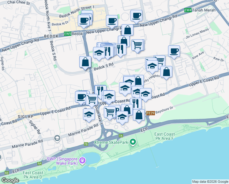 map of restaurants, bars, coffee shops, grocery stores, and more near in Singapore