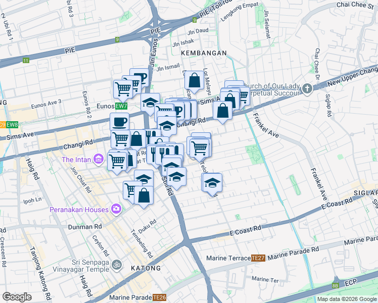 map of restaurants, bars, coffee shops, grocery stores, and more near in Singapore
