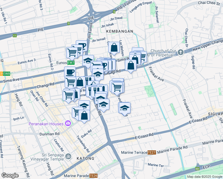 map of restaurants, bars, coffee shops, grocery stores, and more near in Singapore