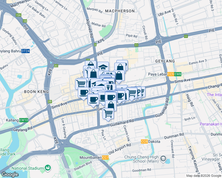 map of restaurants, bars, coffee shops, grocery stores, and more near in Singapore