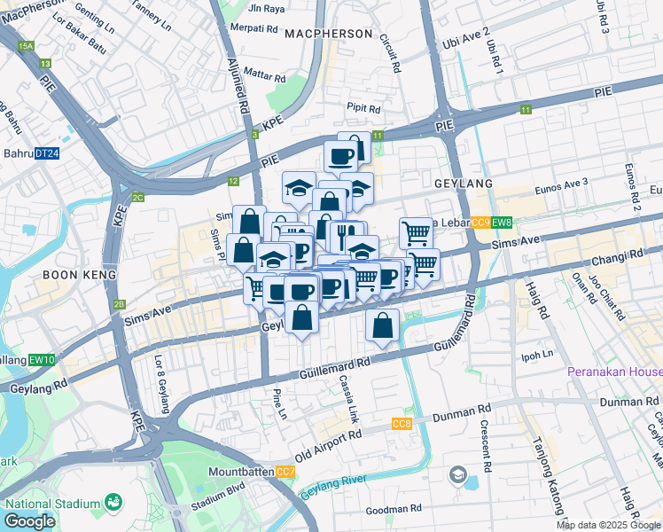 map of restaurants, bars, coffee shops, grocery stores, and more near in Singapore