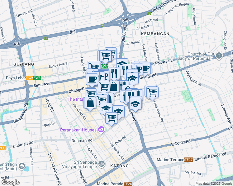 map of restaurants, bars, coffee shops, grocery stores, and more near in Singapore