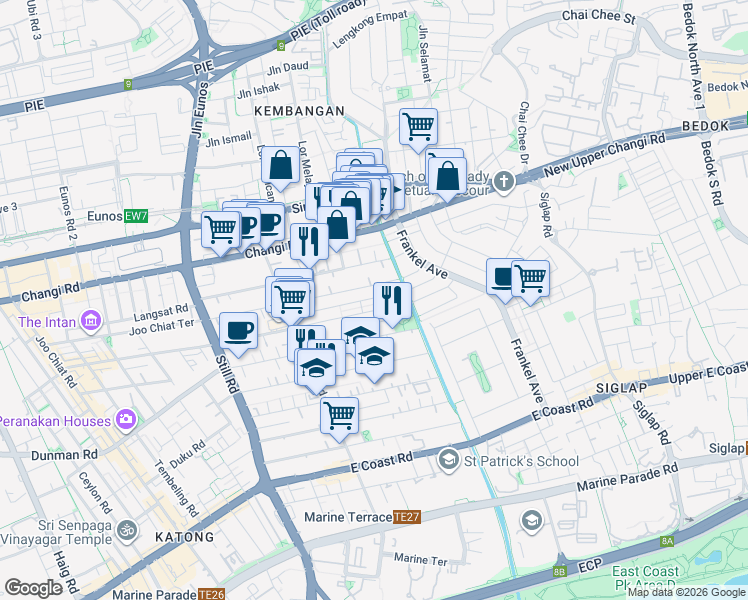 map of restaurants, bars, coffee shops, grocery stores, and more near in Singapore