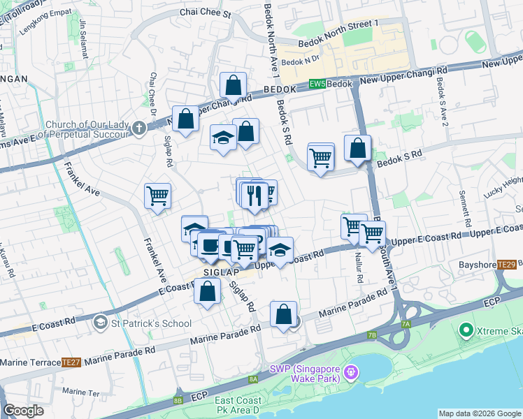 map of restaurants, bars, coffee shops, grocery stores, and more near in Singapore